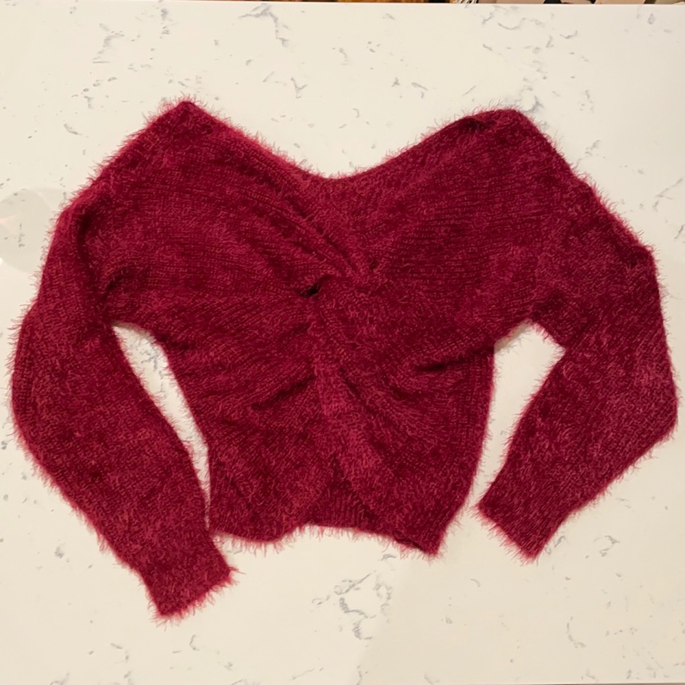knot cropped top sweater